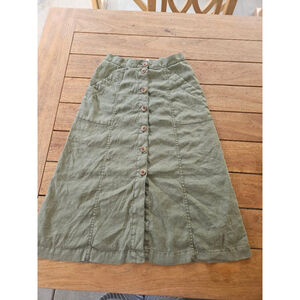 Akemi & Kin Riverine Linen Green Skirt 4 EUC